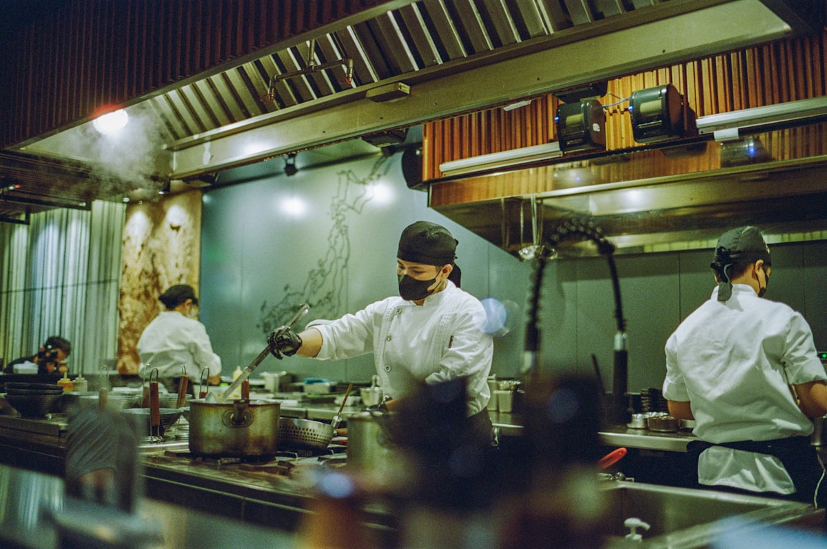 Students preparing a complete meal together in class